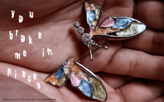 Broke in pieces
