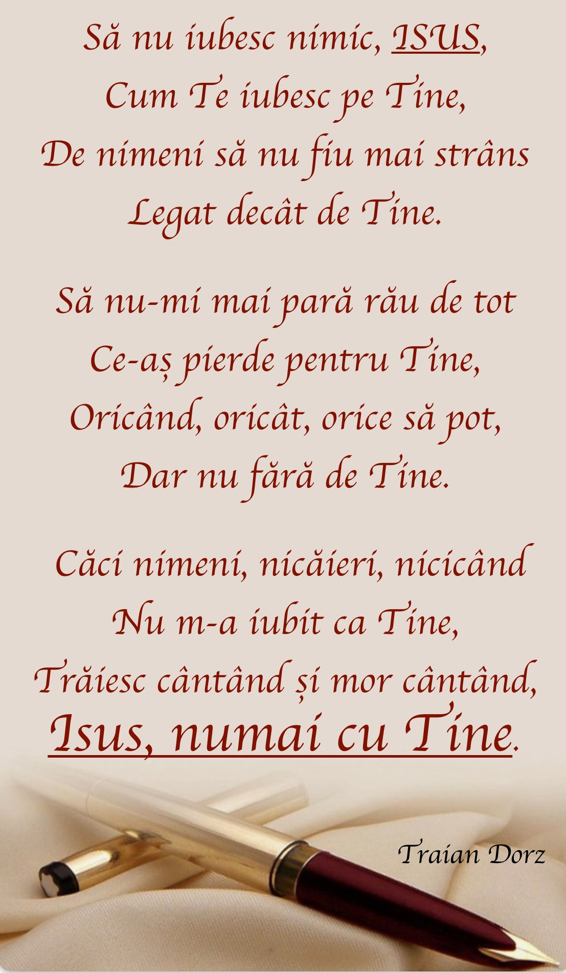 Să nu iubesc nimic Isus mai mult decât pe tine